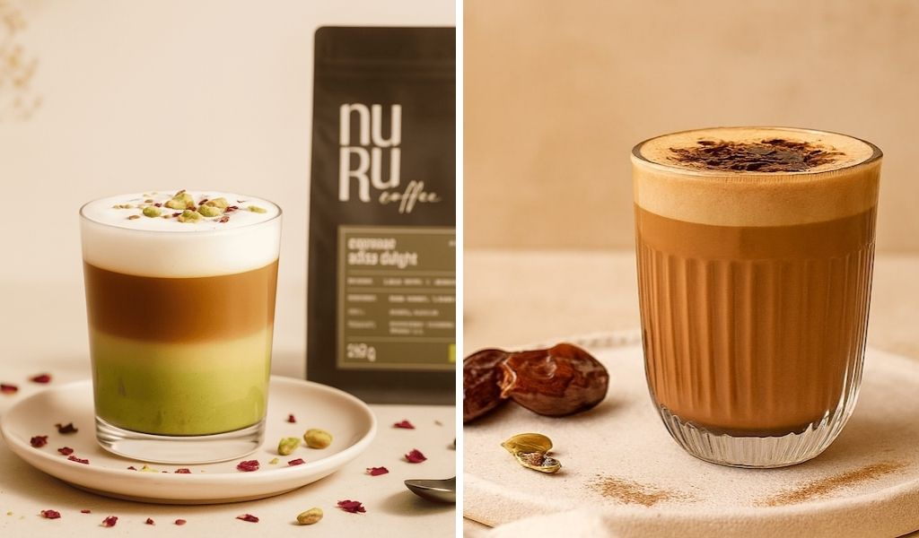 Herbstliche Kaffee Rezepte Beispiele: Pistazienkaffe und Mocha Latte