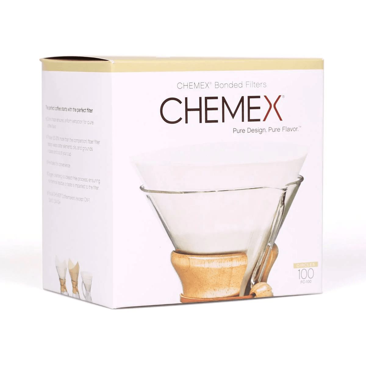 Chemex Filterpapier quadratisch | 100 Kaffeefilter für Chemexkaraffe 6 - 10 Tassen bei nuruCoffee