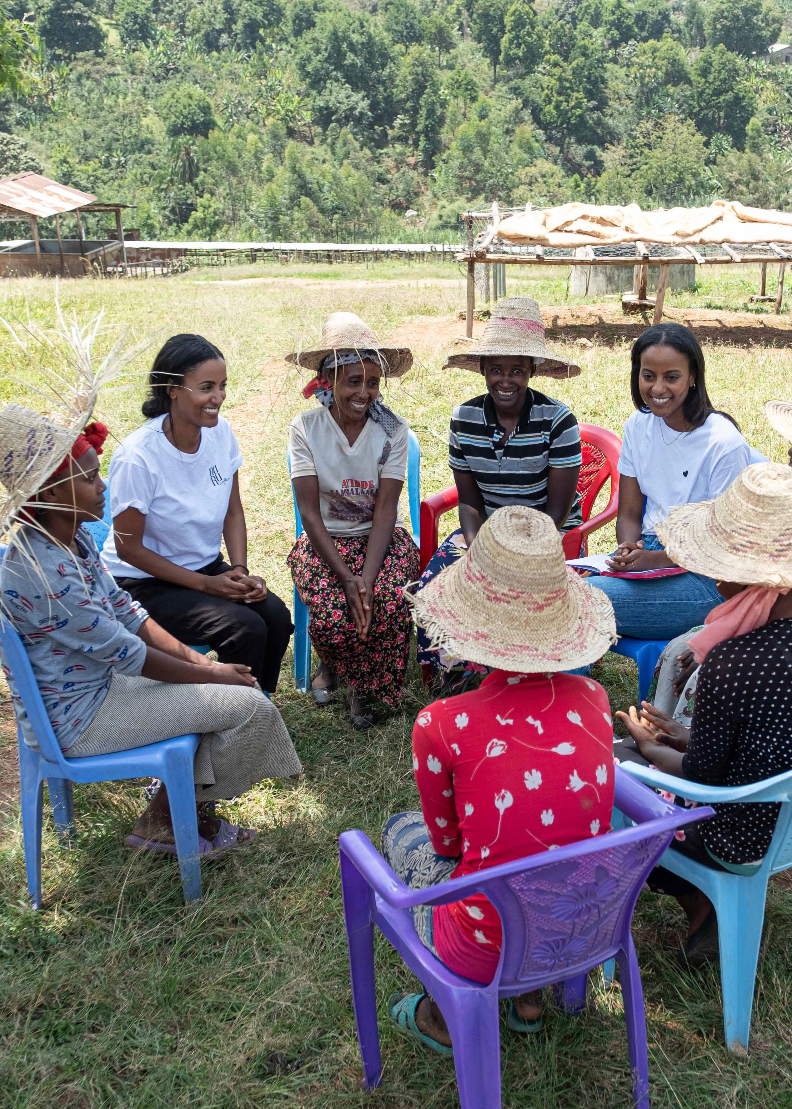 Gründerinnen Sali und Sara mit Frauen in Äthiopien / social impact des Kaffees: nuruwomen - Mit nachhaltigem Kaffee Frauenprojekte in Äthiopien unterstützen