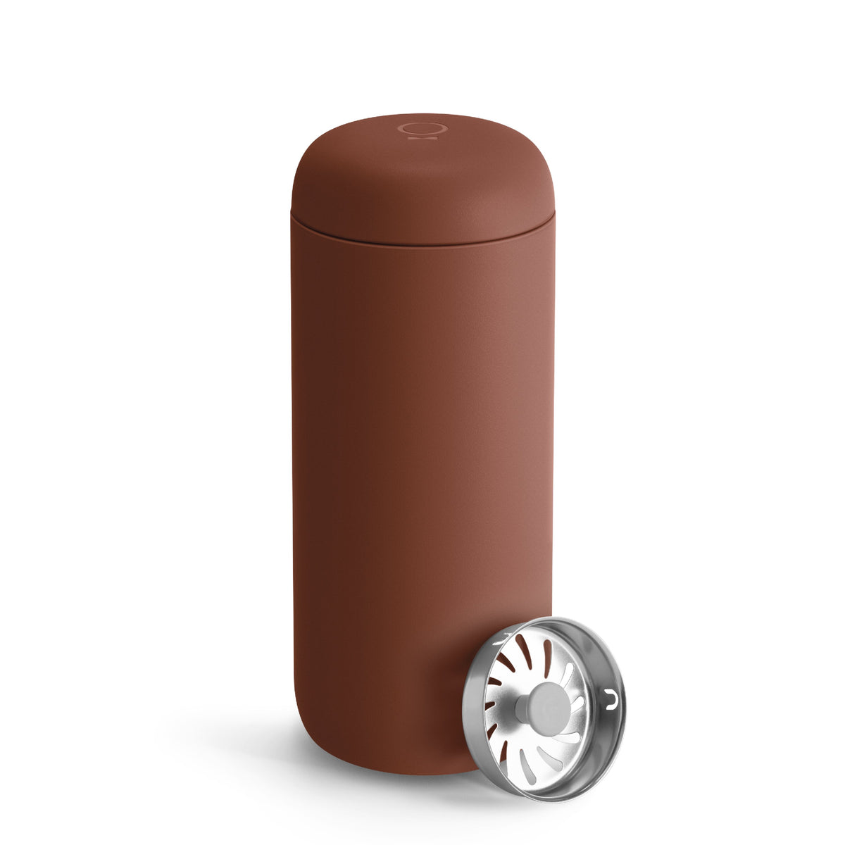 Fellow Carter Thermobecher 473 ml geschlossen in Sienna mit Spritzschutz - nuruCoffee