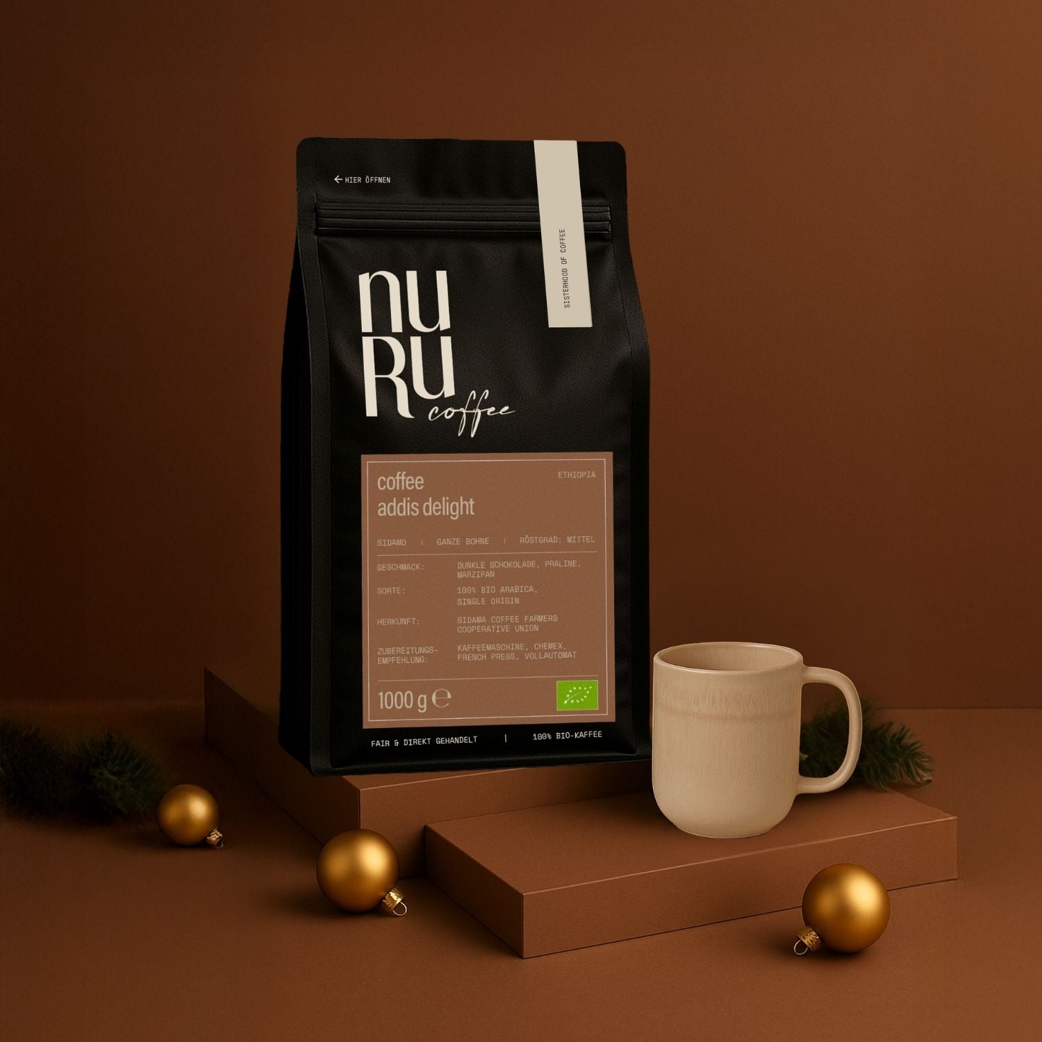 Geschenkset Purer Genuss: Keramiktasse & 1kg Kaffee