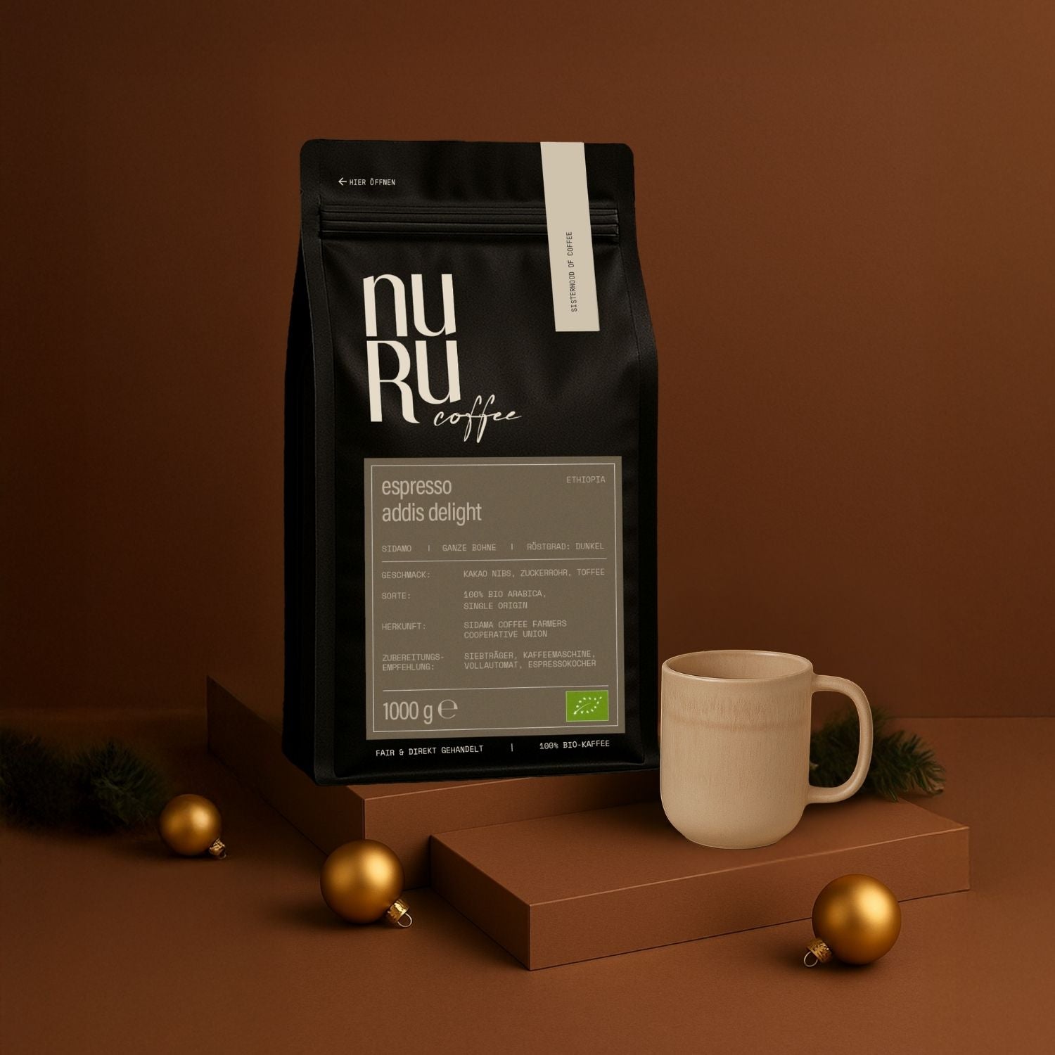 Geschenkset Purer Genuss: Keramiktasse & 1kg Kaffee