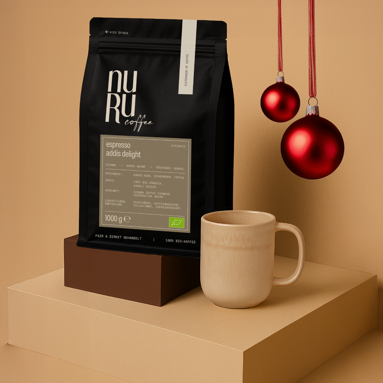 Geschenkset Purer Genuss: Keramiktasse & 1kg Kaffee