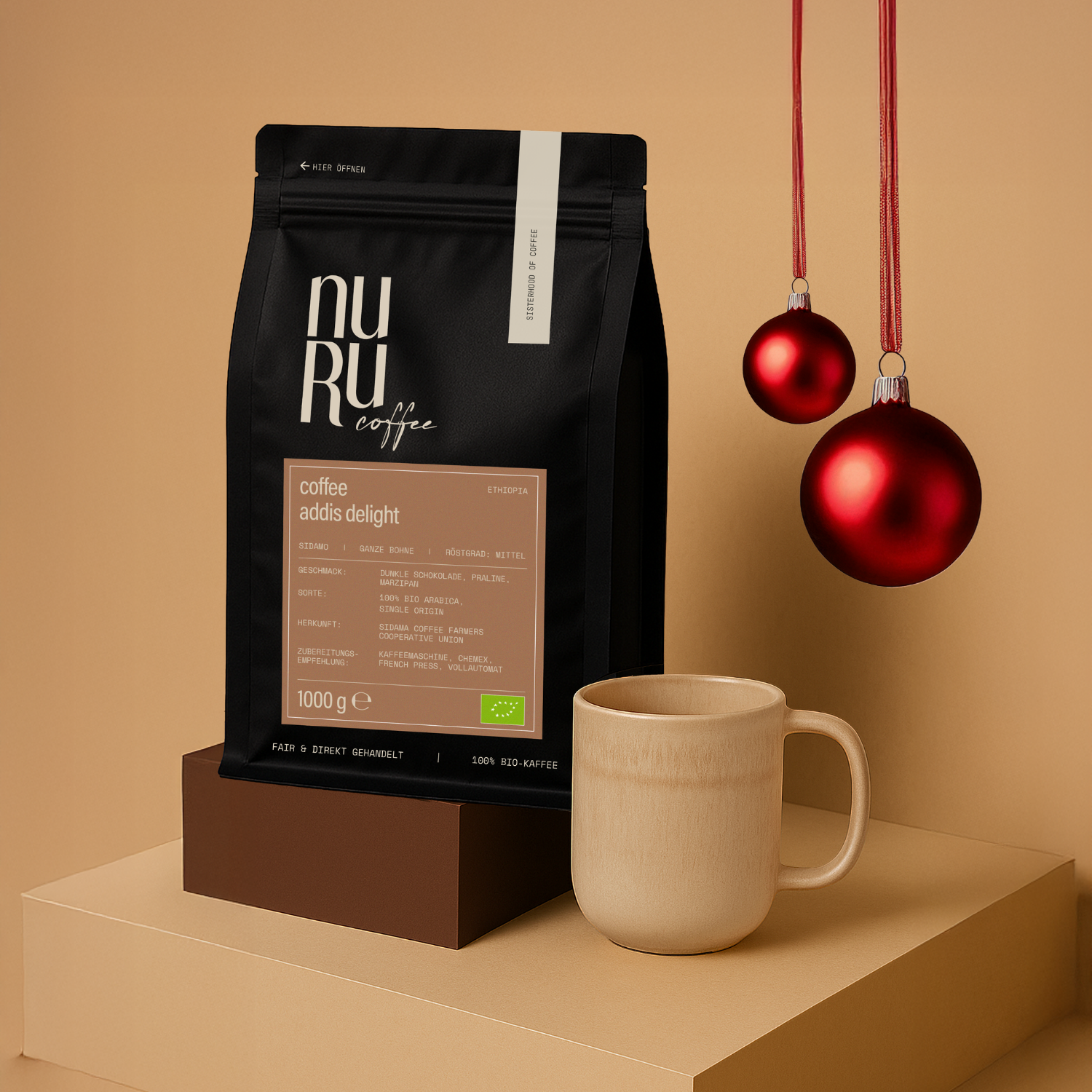 Geschenkset Purer Genuss: Keramiktasse & 1kg Kaffee