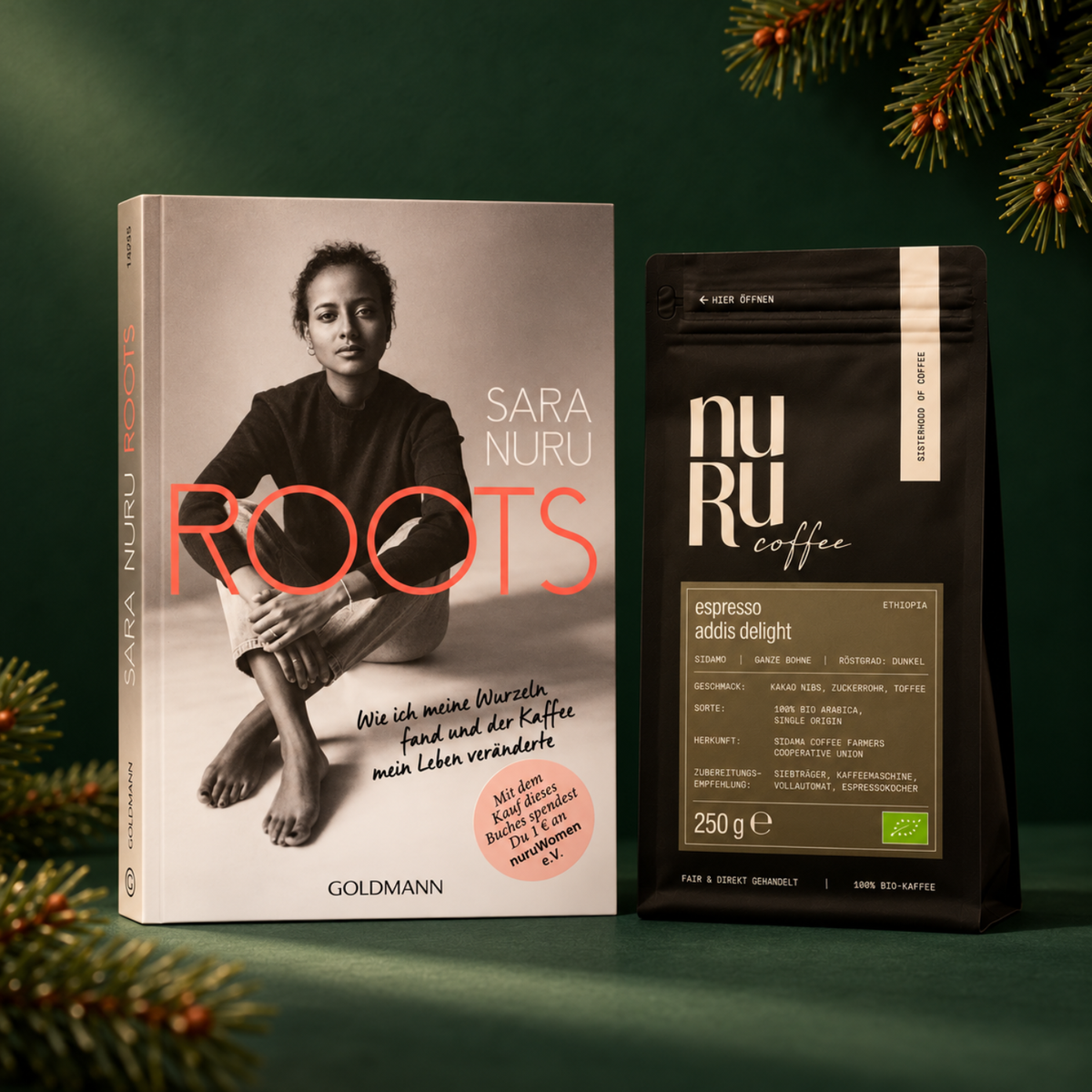 Geschenkset Auszeit: Buch "ROOTS" mit 1x 250g Kaffee