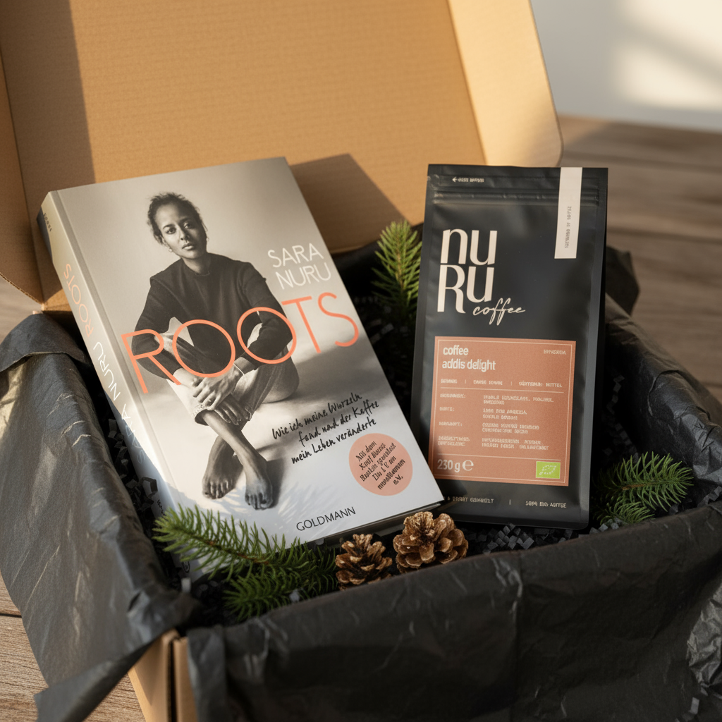 Geschenkset Auszeit: Buch "ROOTS" mit 1x 250g Kaffee