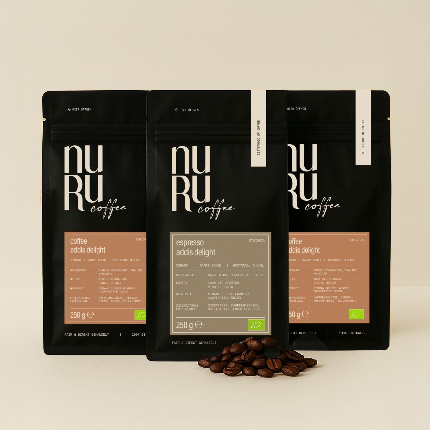 nuruCoffee Geschenkset - 250g, ganze Bohne