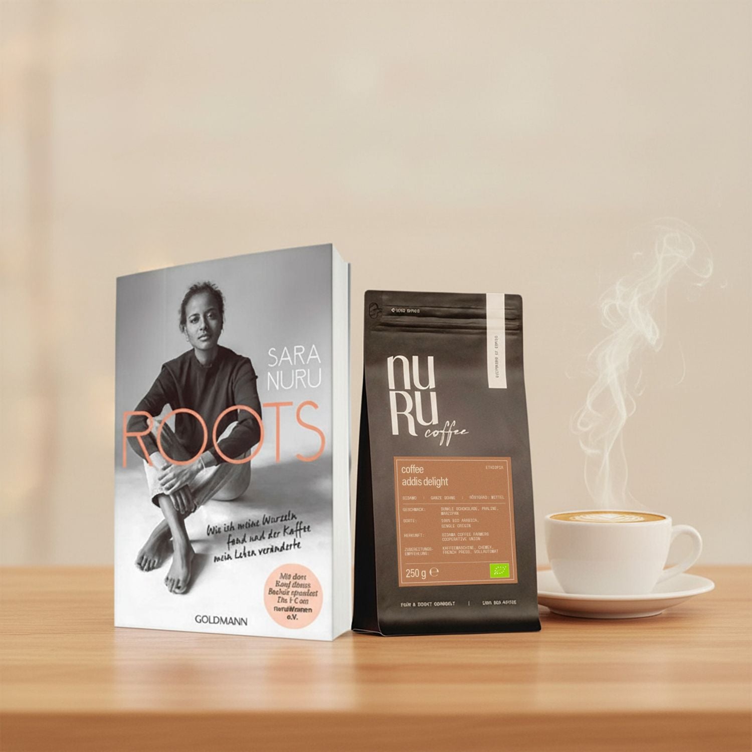 Geschenkset: Buch von Sara Nuru und nuruCoffee