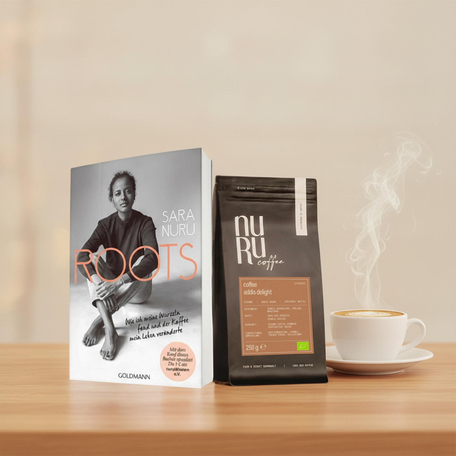 Geschenkset Auszeit: Buch "ROOTS" mit 1x 250g Kaffee